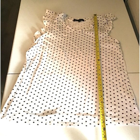 GIBSON- WOMENS WHITE W/BLACK POLKA DOTS RACE BACK TANK SIZE X-SMALL - Picture 5 of 6